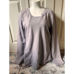 Prairie Underground Organic Cotton Asymmetrical Sweatshirt Lavender Purple M NEW